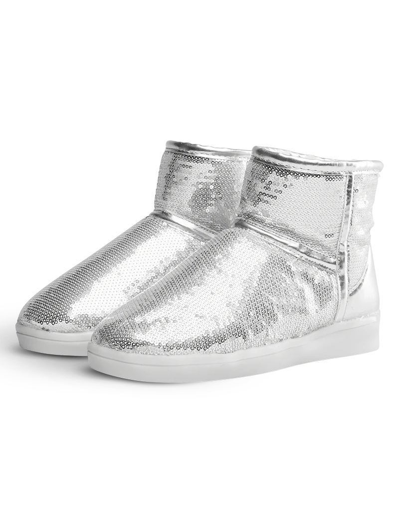 LED-boots i sølvpaljetter