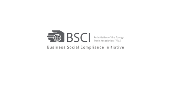 Illustrajon av logo for BSCI med teksten: An initiative of the Foreign Trade Association, Business Social Compliance Initiative