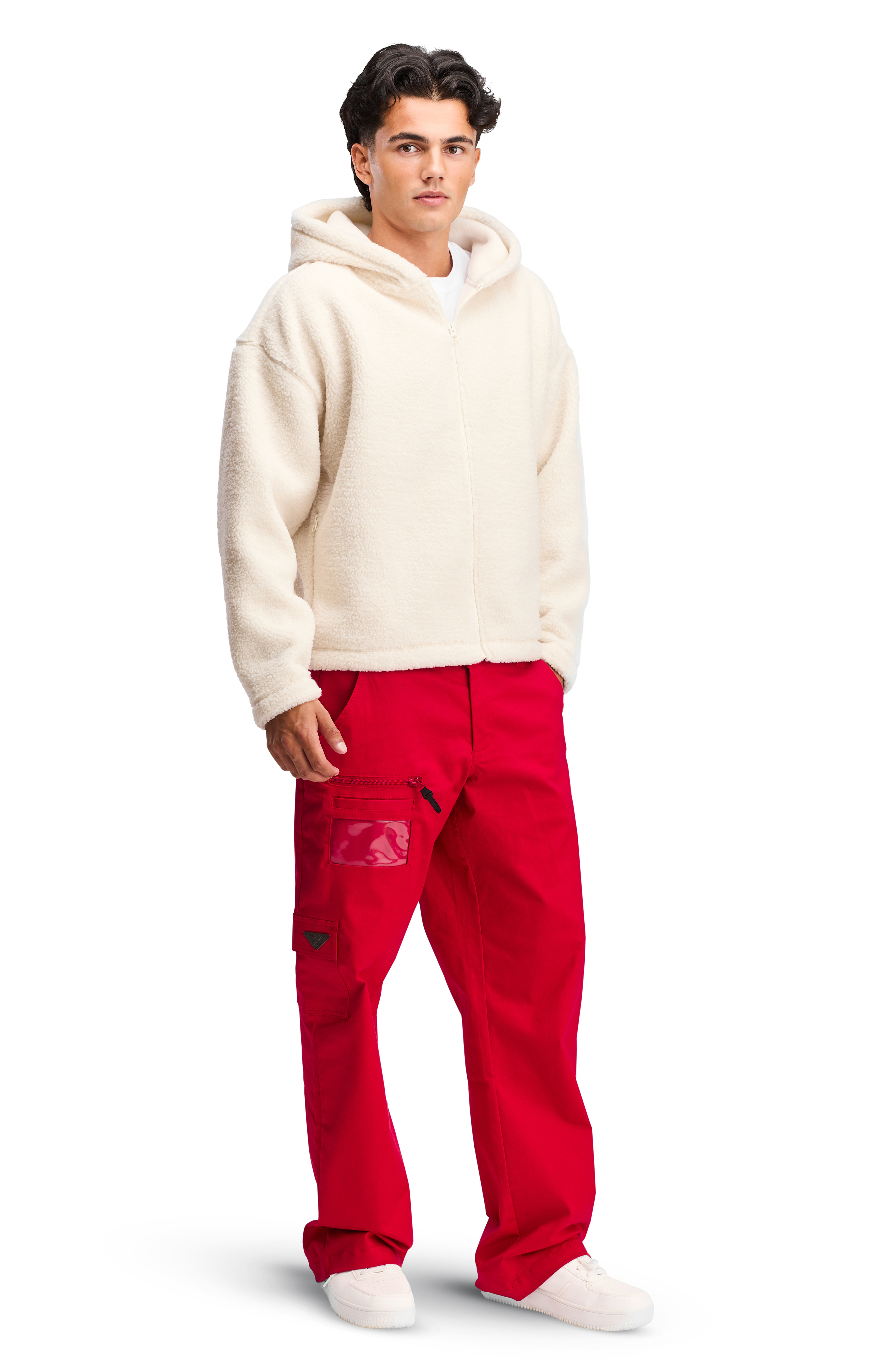 Fleece Unisex Hood Softline Plush White