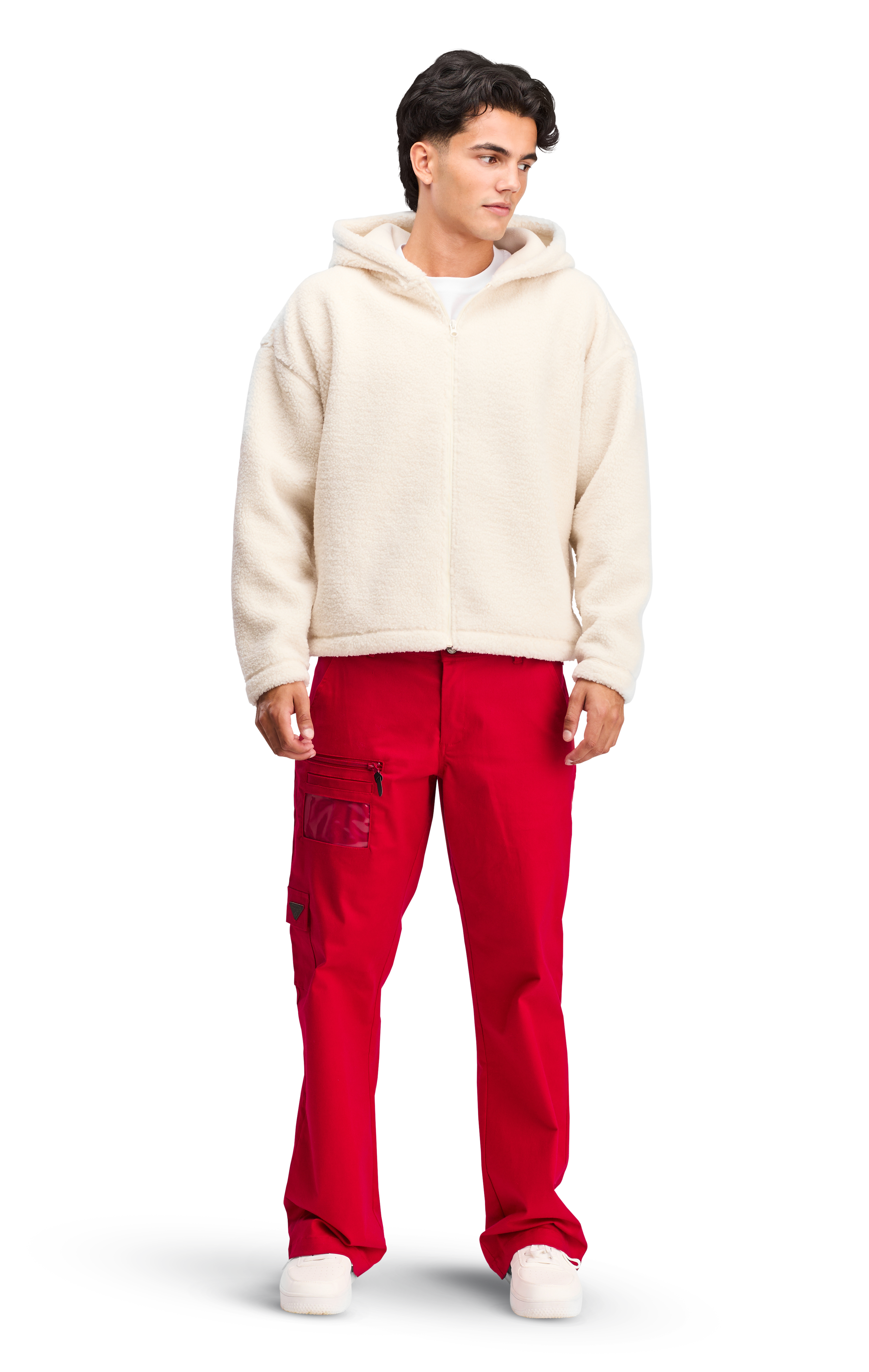 Fleece Unisex Hood Softline Plush White