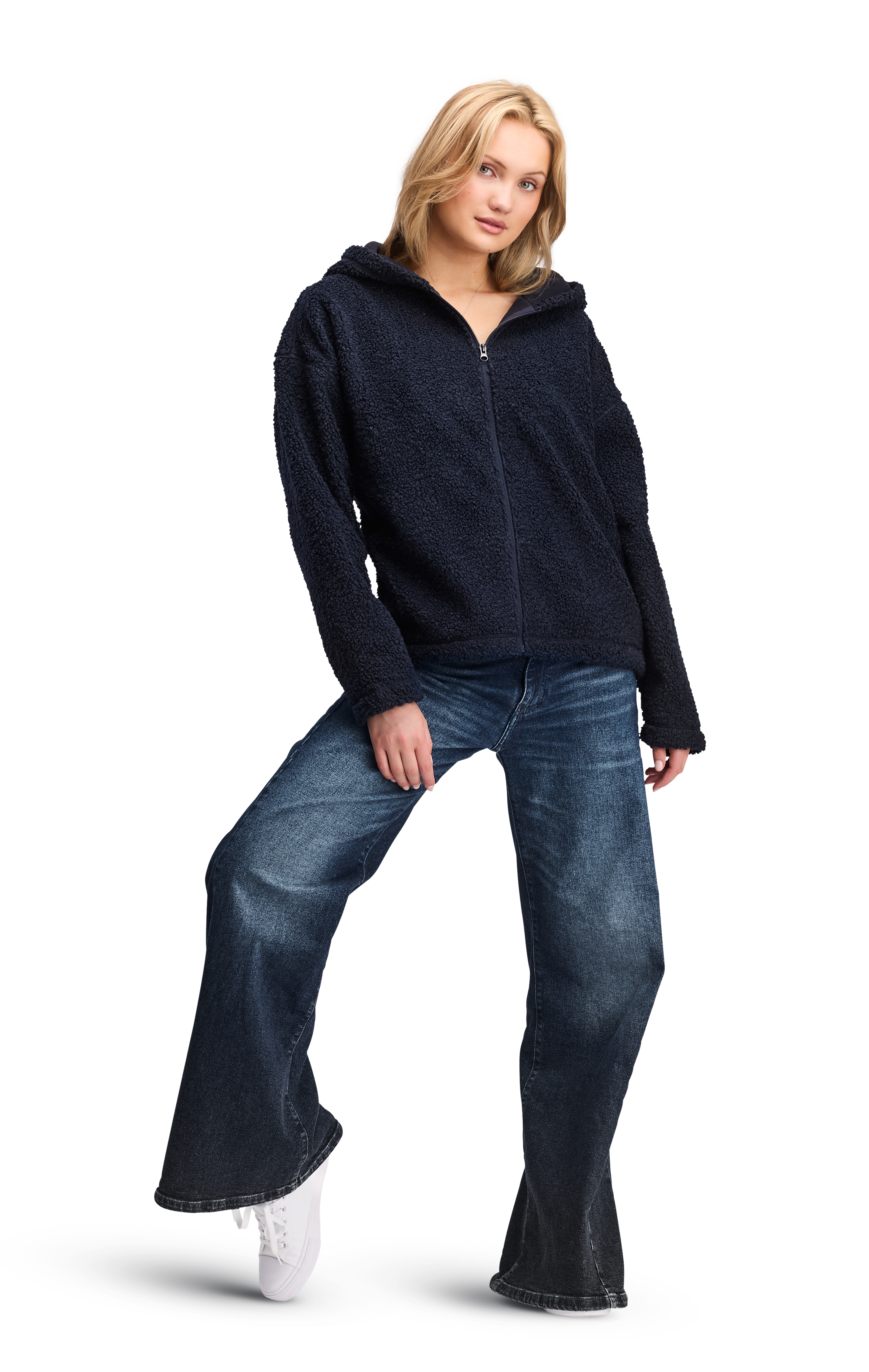 Fleece Unisex Hood Softline Plush Navy