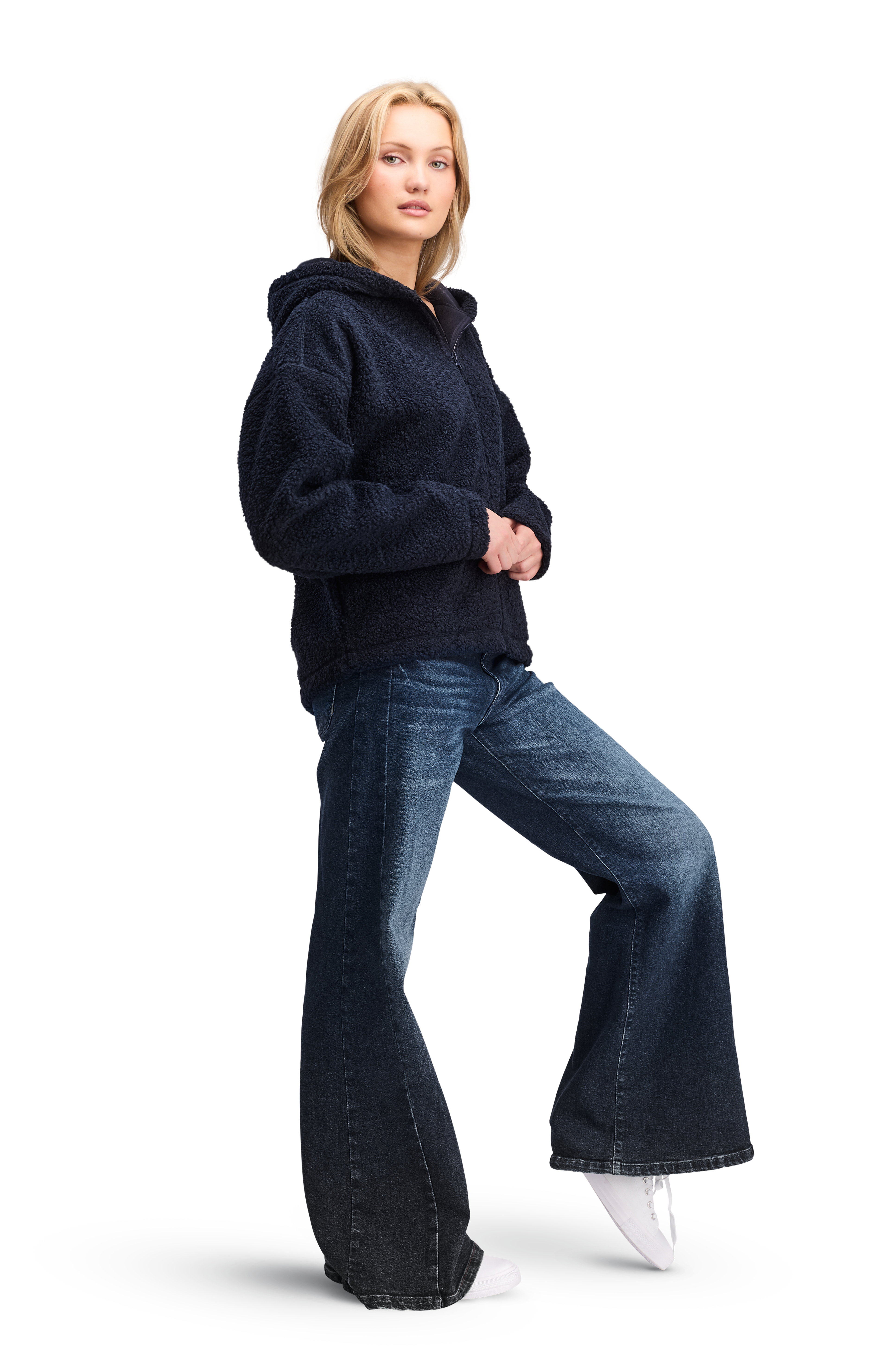 Fleece Unisex Hood Softline Plush Navy