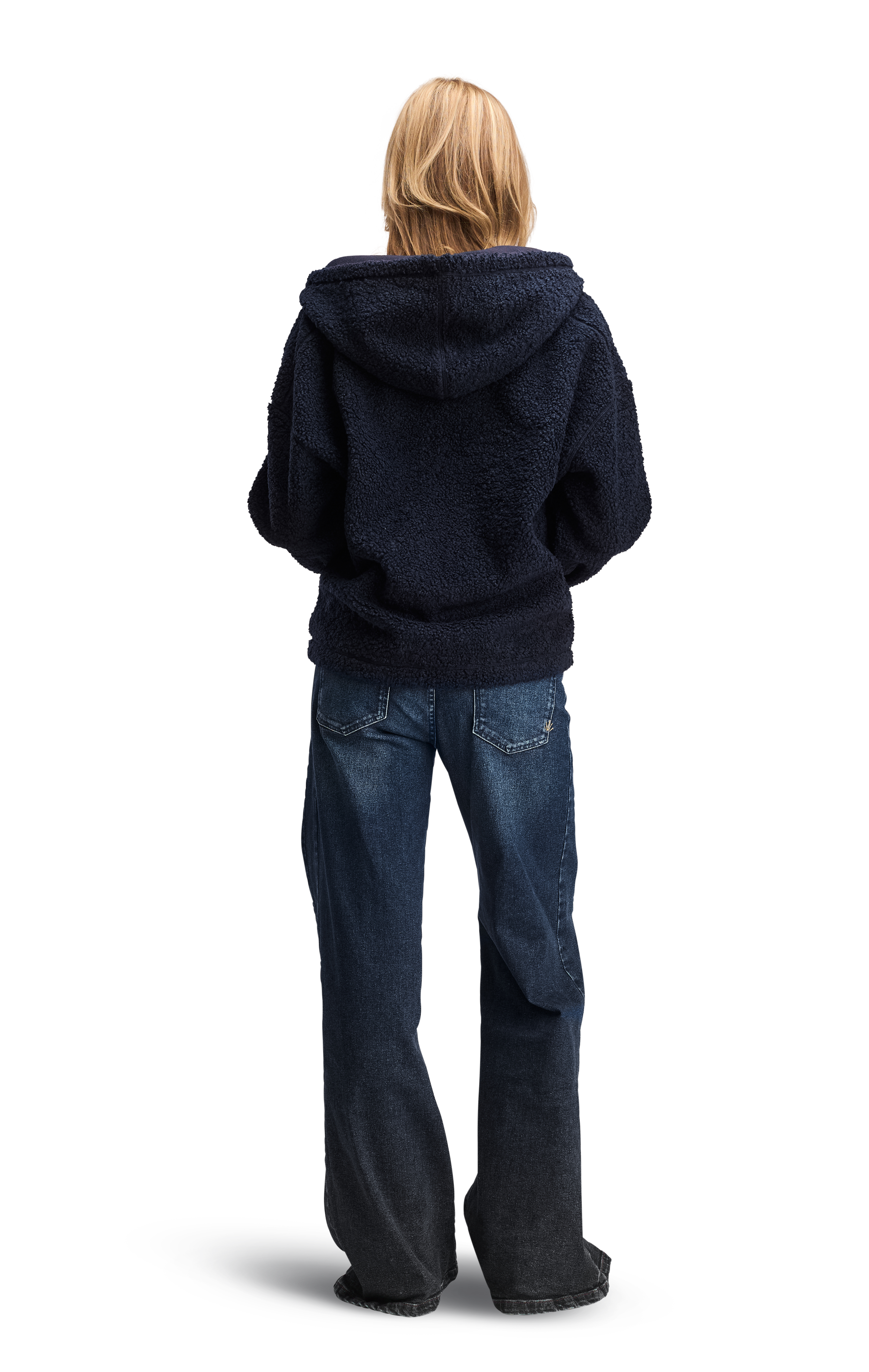 Fleece Unisex Hood Softline Plush Navy