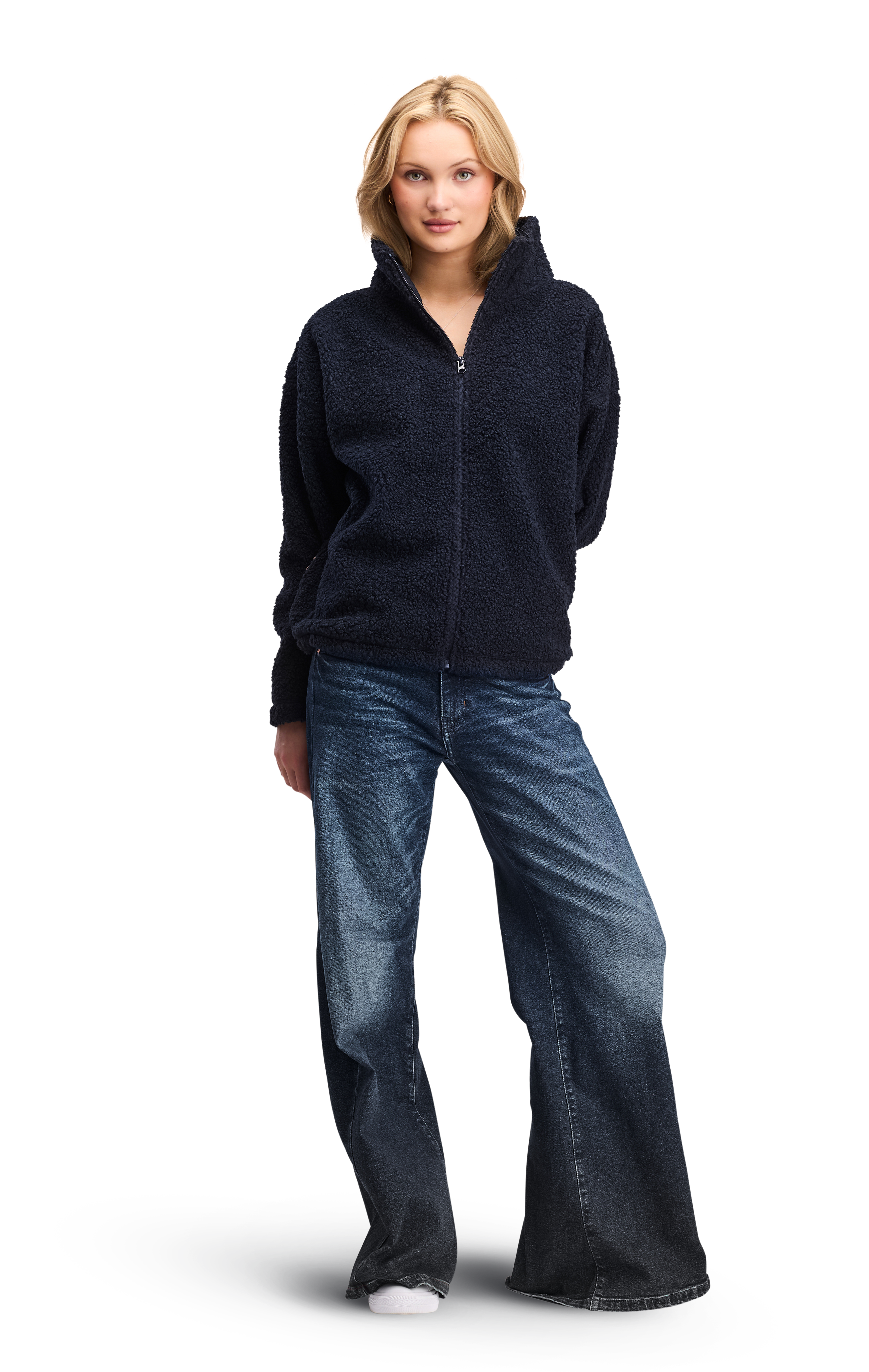 Fleece Unisex Collar Softline Plush Navy