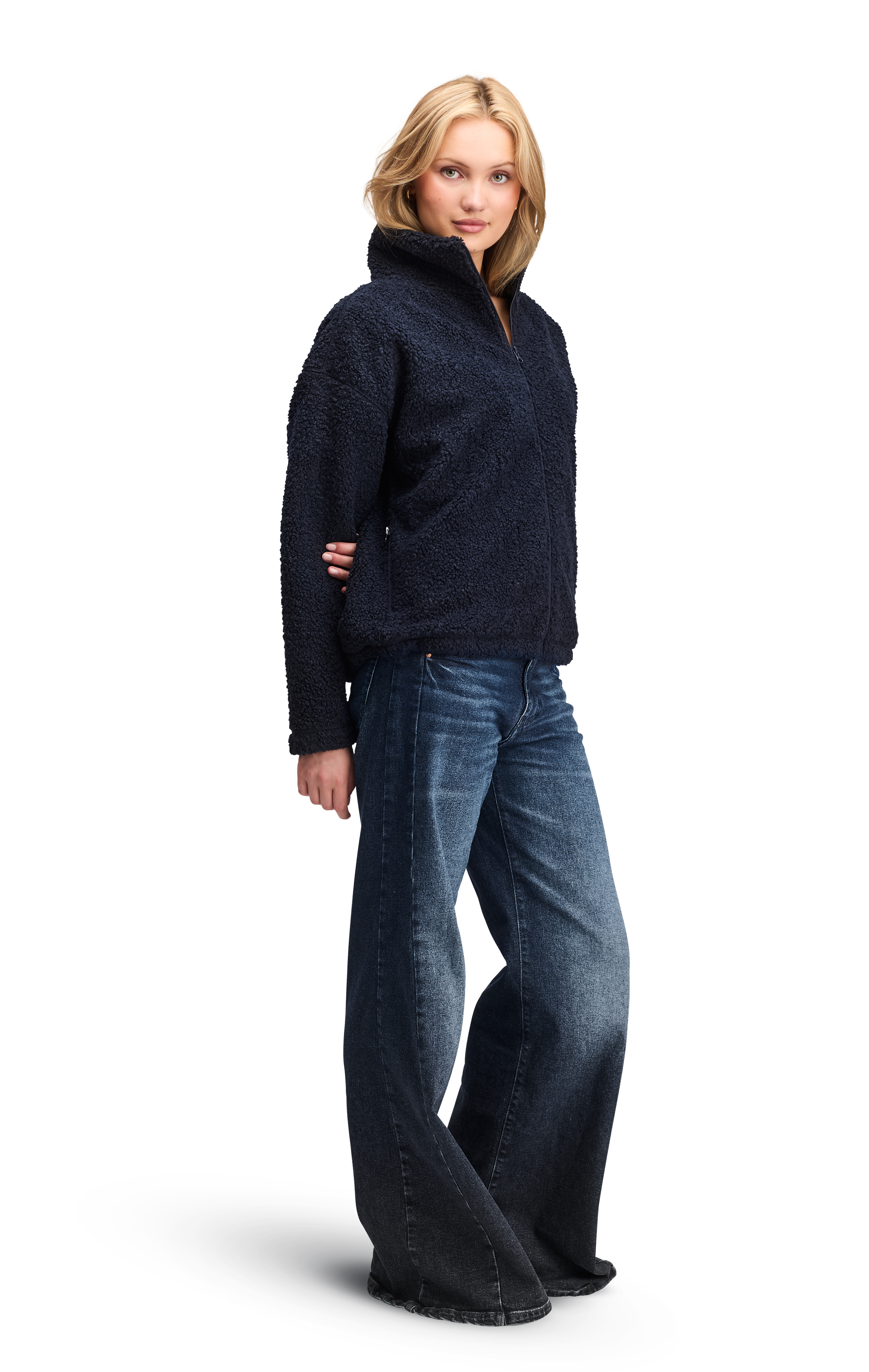 Fleece Unisex Collar Softline Plush Navy